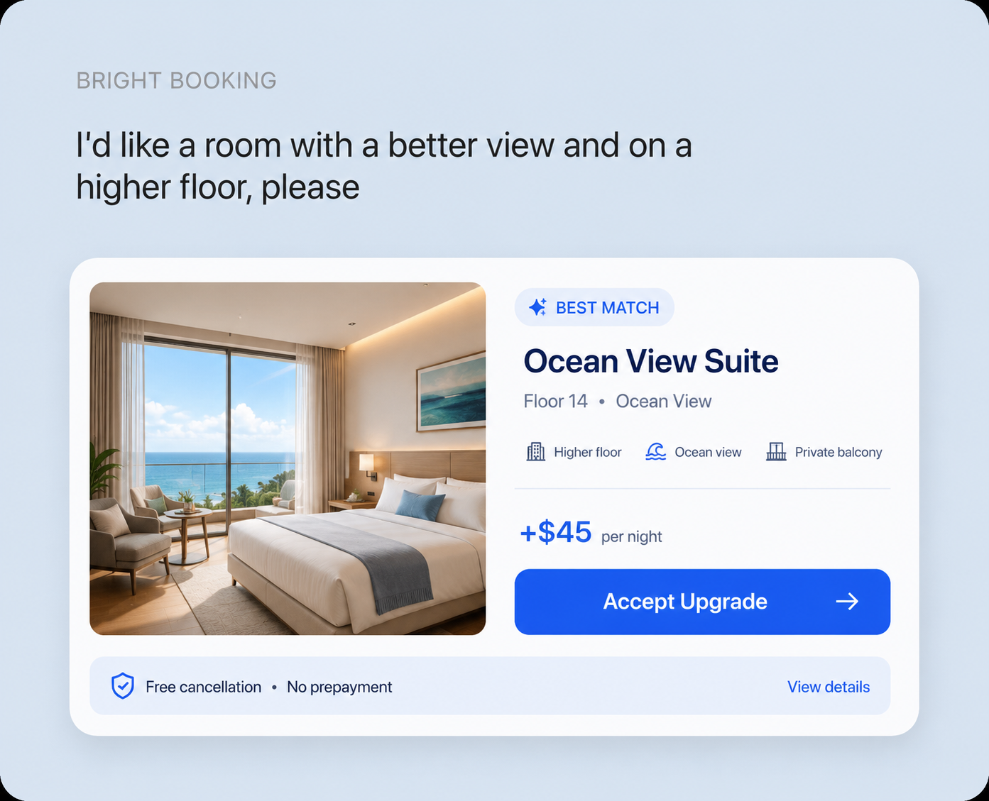 Bright Booking room upgrade offer — Ocean View Suite